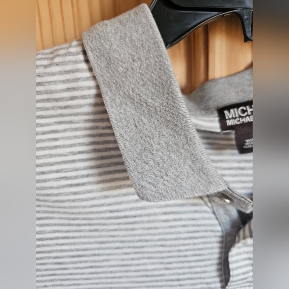 Michael Kors Gray Polo Shirt with Subtle Stripes - Picture 4 of 5